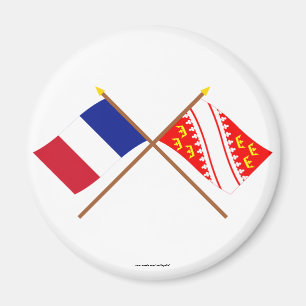 Íman Bandeiras cruzadas de France e de Alsácia