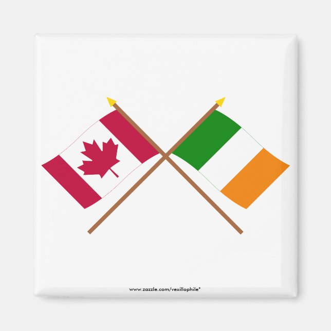 Íman Bandeiras cruzadas do Canadá e da Irlanda (Frente)