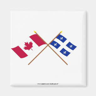 Íman Bandeiras cruzadas do Canadá e do Quebec