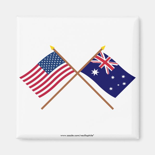 Íman Bandeiras cruzadas dos EUA e da Austrália (Frente)