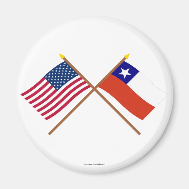 Íman Bandeiras cruzadas dos EUA e do Chile (Frente)