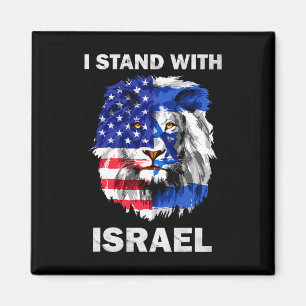 Íman Bandeiras de Israel e EUA Leão Eu Estou Com Israel