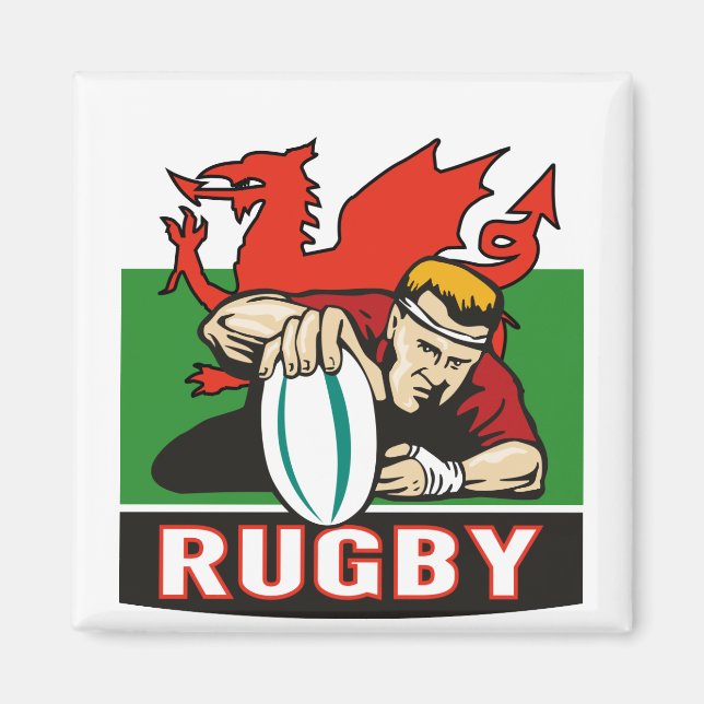 Íman Bandeiras de jogadores de rugby (Frente)