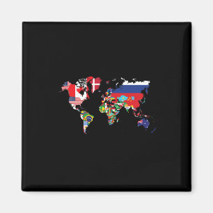 Íman Bandeiras Dos Países Da Internação Do Mapa Mundial