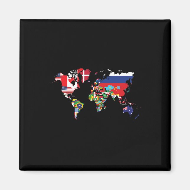 Íman Bandeiras Dos Países Da Internação Do Mapa Mundial (Frente)