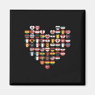 Íman Bandeiras Internacionais Coração Amor Viajante Sou