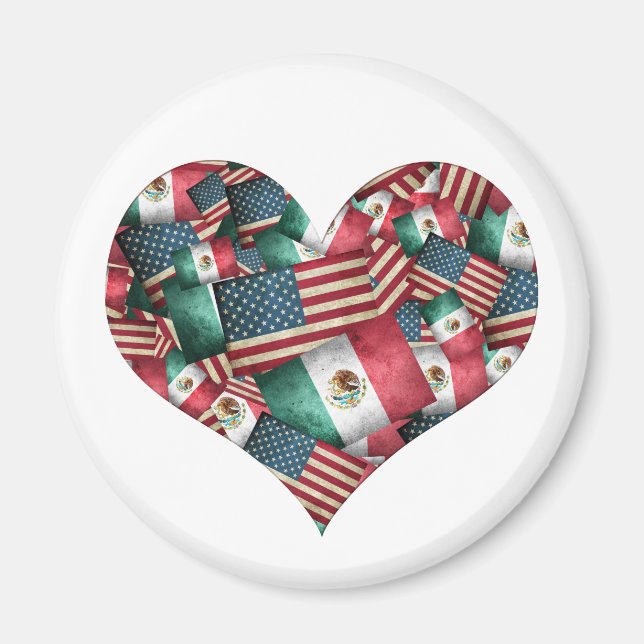 Íman Bandeiras Mexicanas/Americanas Distress - Formato  (Frente)