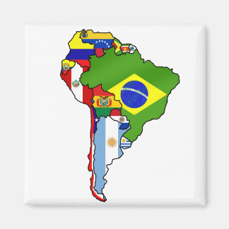 Íman Bandeiras sul-americanas do mapa de bandeira da Am