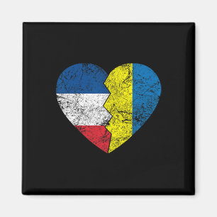 Íman Bandeiras ucranianas francesas Coração França Ucrâ