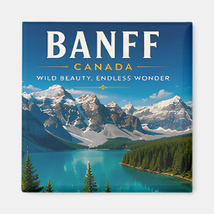 Íman 🏔️ Banff Canadá Decoração de Casa Lago da Montanh