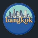 Íman Bangkok Tailândia Vintage City Skyline Cityscape<br><div class="desc">Design com lindas linhas do horizonte, atração turística e arte de paisagem urbana, arranha-céu Legal e ilustração da silhueta de construção para turistas e viajantes. Perfeito como lembrança para trazer de volta para casa quando viaja pelo mundo. Guarde a memória do seu viagem e as suas férias com a família...</div>