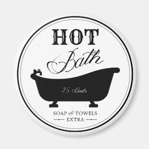 Íman Banheira Preta e Branca Vintage Hot Bath