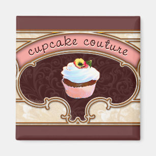 Íman Banner de logotipo de cunho do Cupcake rosa
