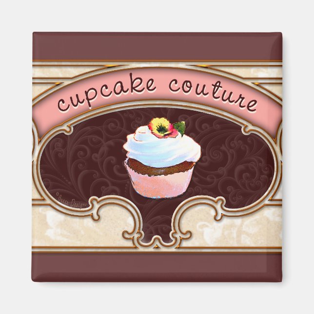 Íman Banner de logotipo de Cupcake rosa (Frente)