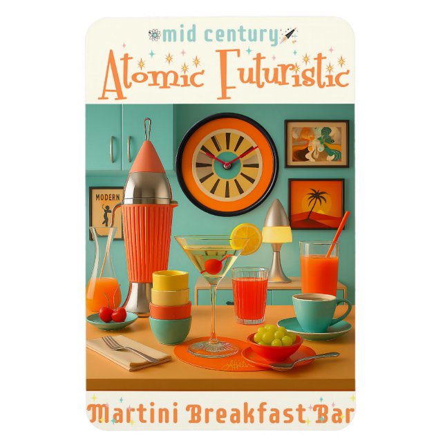 Íman Bar de Café da Manhã com Martini Futurista Atômico (Vertical)