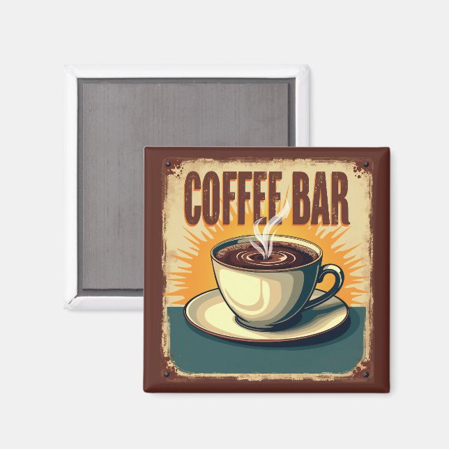 Íman Bar de Café Retro Art Déco (Front/Back)