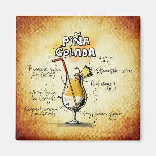 Íman Bar Dourado de Receita de Pina Colada