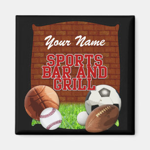 Íman Bar e grill engraçado personalizado dos esportes
