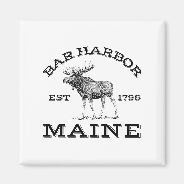 Íman Bar Harbor Maine Moose Hiking Outdoors Acadia Nati (Frente)