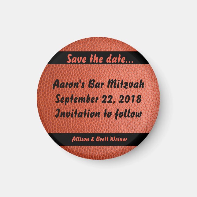 Íman Bar Hoops Mitzvah Magnet (Frente)