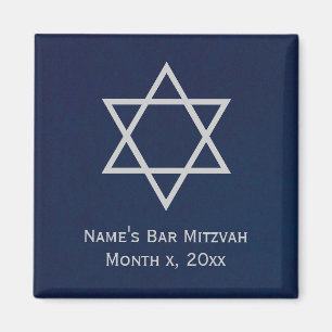 Íman Bar Mitzvah Magnet Personalizado - Azul e Prata