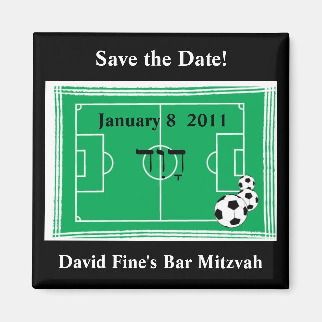 Íman Bar Mitzvah Soccer Salve a Data (Frente)