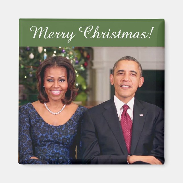 Íman Barack e Michelle 2013WA - Magneta de Natal (Frente)