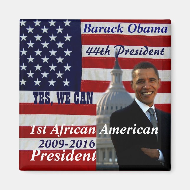 Íman Barack Obama, 1º Presidente Afro-Americano_Ímã (Frente)