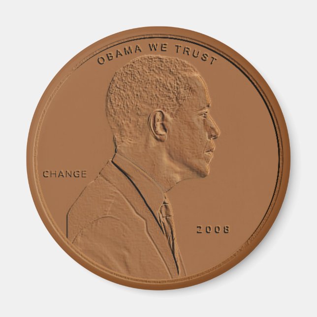 Íman Barack Obama Bronze Penny Magnet Circular (Frente)