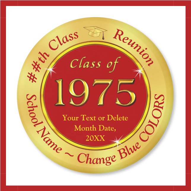 Íman Barata, Classe de 1975, Magnets. MUDAR VERMELHO (Inexpensive, class of 75 reunion, gift ideas. 1975 reunion magnets. Class of 1975 50th class reunion)