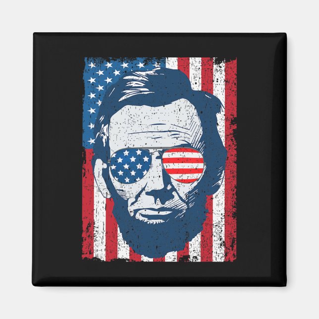 Íman Barba de Abe Lincoln Óculos de Sol e Bandeira Amer (Frente)
