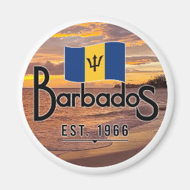 Íman "Barbados Est. Sunset De 1966" Com Bandeira De Bar