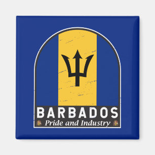 Íman Barbados Flag Emblem Distress Vintage