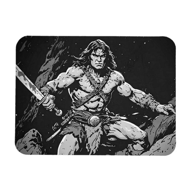 Íman Bárbaro Com Espada Larga Estilo Gráfico De Tinta D (Horizontal)