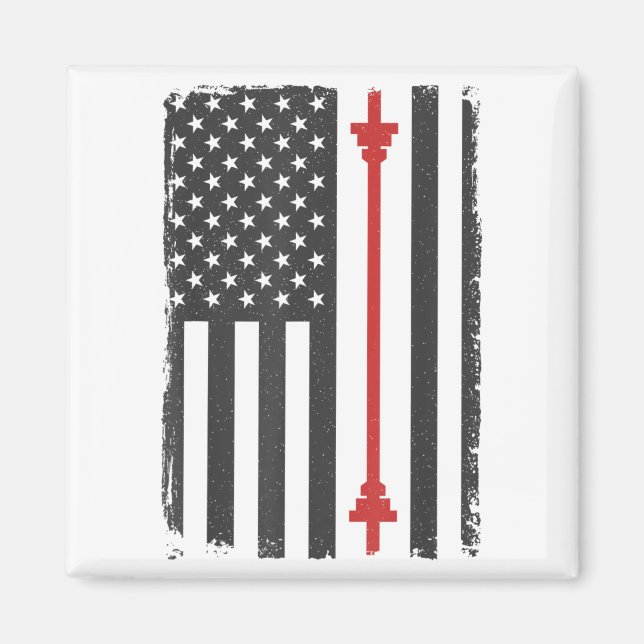 Íman Barbell American Flag Gym Workout Tee Usa Motivati (Frente)