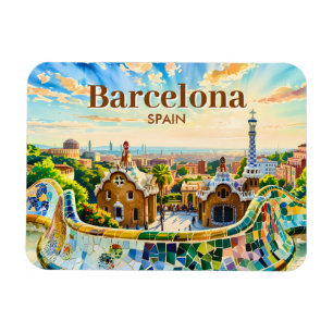 Íman Barcelona Espanha Aquarela Personalizada Parque Gü