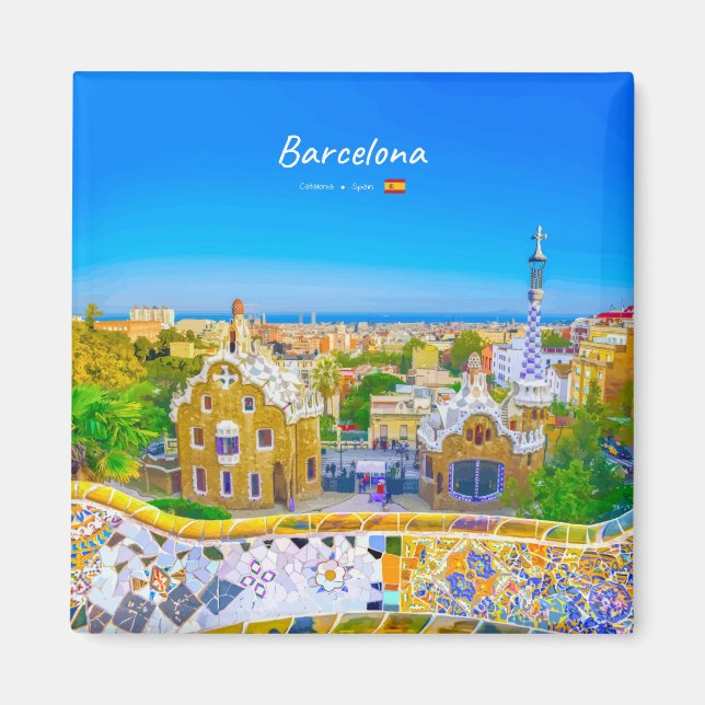 Íman Barcelona, Espanha - Parque Güell Mosaico Gaudí (Frente)