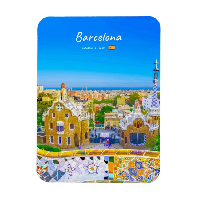 Íman Barcelona, Espanha - Parque Güell Mosaico Gaudí Ar (Vertical)