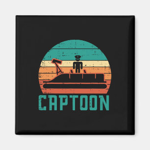 Íman Barco Captoon Pôr do Sol Retro Pontão Capitão Home