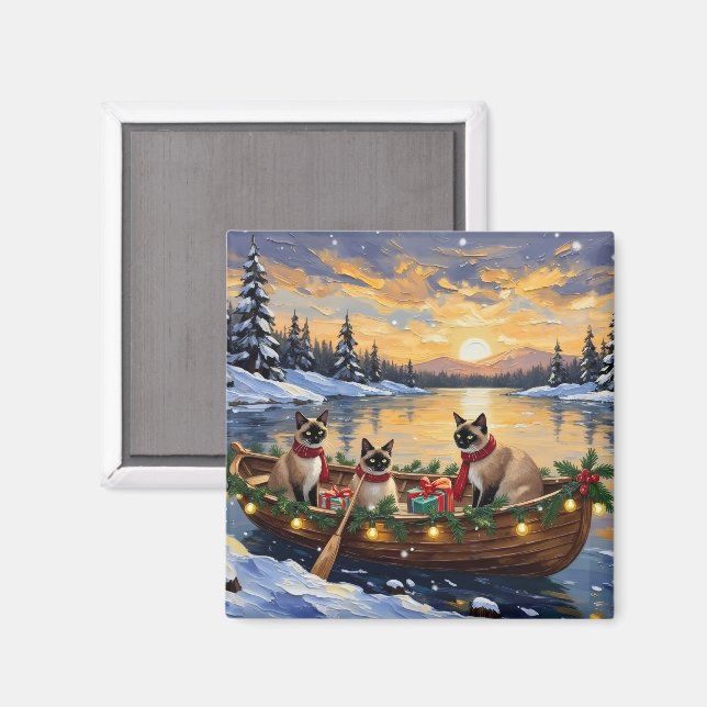 Íman Barco de Natal de Gato Siames (Front/Back)