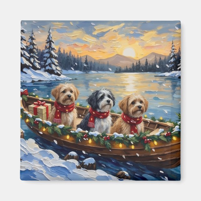 Íman Barco de Natal do Lhasa Apso Férias (Frente)