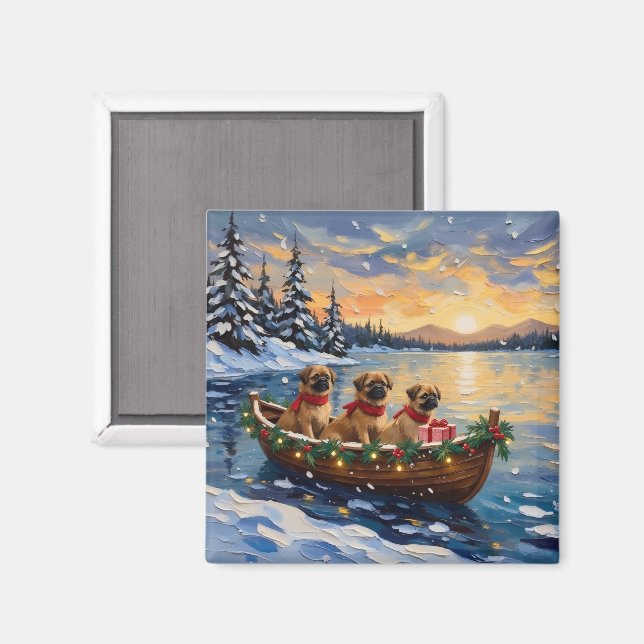 Íman Barco de Natal do Pequinês Feriado (Front/Back)