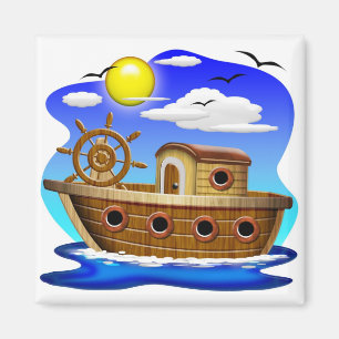 Íman Barco de Pesca Cartoon