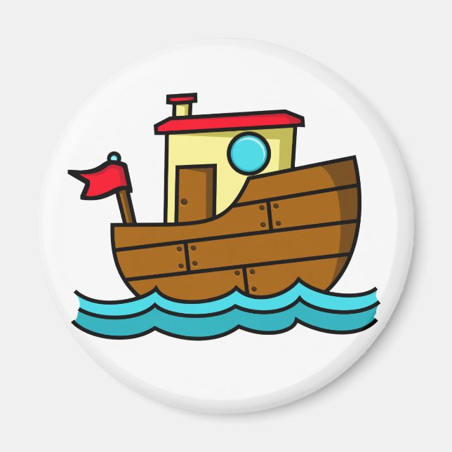 Íman Barco de Reboque de Desenho Animado (Frente)