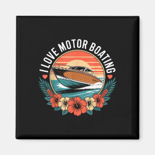 Íman Barco motorizado vintage pôr do sol amor