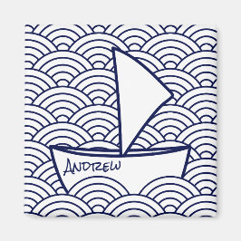 Íman Barco no Waves Square Magnet