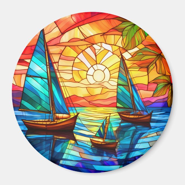 Íman Barcos à vela ao pôr do sol (Frente)