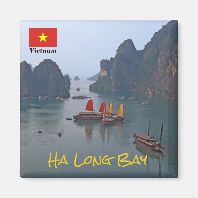 Íman Barcos à vela na Baía de Ha Long - Vietnã, Ásia (Frente)
