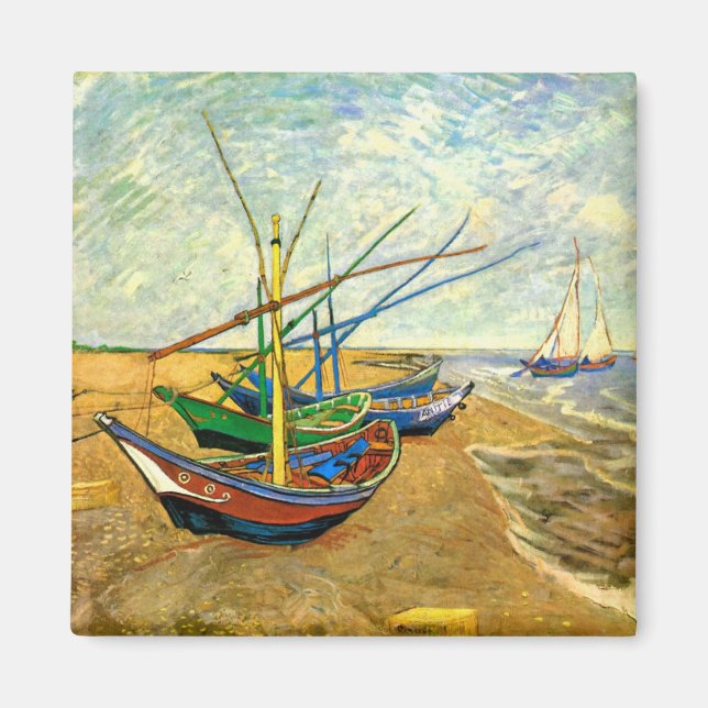 Íman Barcos de pesca Van Gogh na praia em Saintes Marie (Frente)