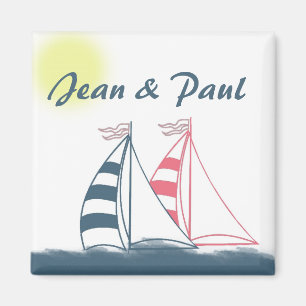 Íman Barcos de vela, cor-de-rosa e azuis